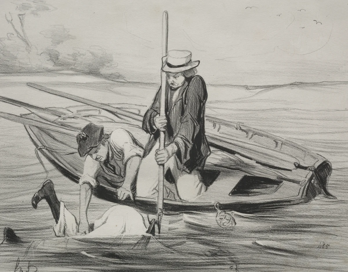 Man Overboard by Honoré Daumier, print, 1843
