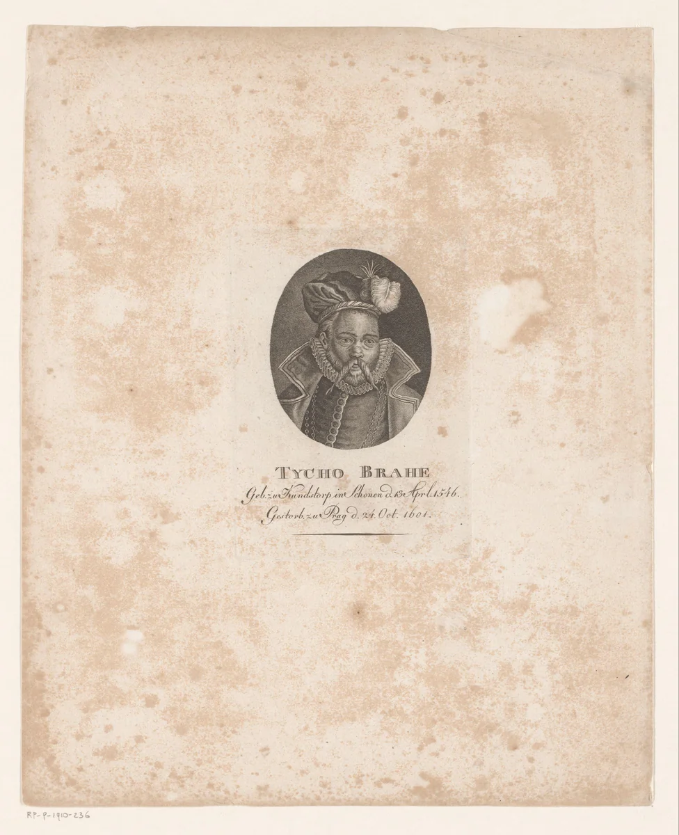 Portret van Tycho Brahe by Konrad Westermayr, print, 1775-1834