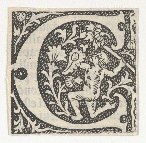 Decorated Roman alphabet by anonymous, print, 1485-1499