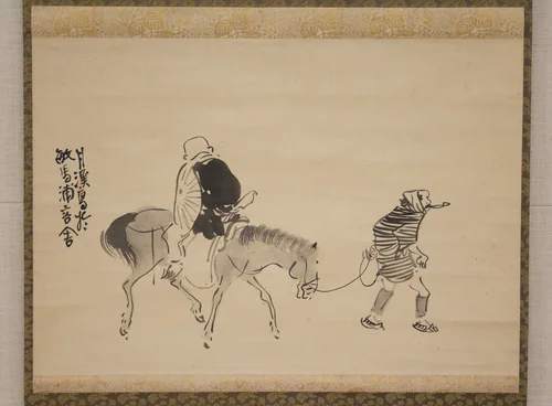 Monk Renshō Riding His Horse Backwards by Matsumura Goshun, painting, 1782-1784