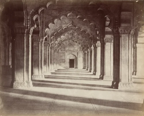Colonnade in the Pearl Mosque, Agra by John Murray, photograph, 1856