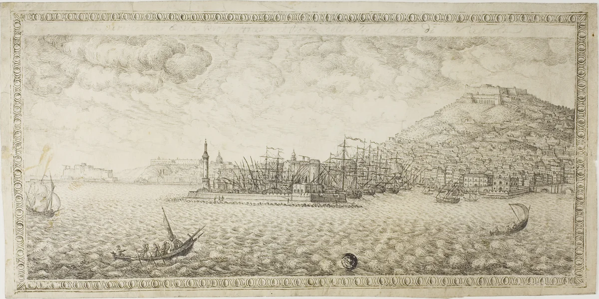 Harbor of Naples by Unknown Artist, drawing, 1600-1699