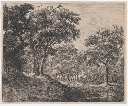 Twilight in the Woods by Anthonie Waterloo, print, 1620-1690