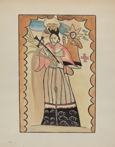 St. John Nepomucene-Painted on Buffalo Hide Prior to 1800 by E. Boyd, index of american design, 1935-1942