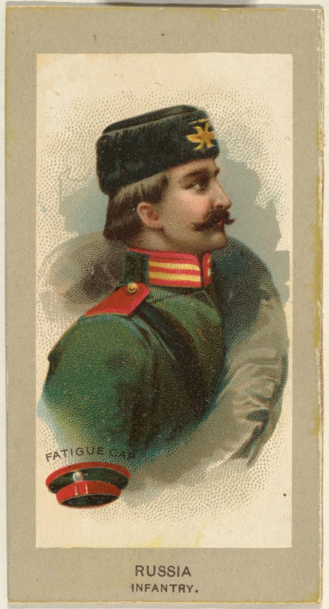 Fatigue Cap, Infantry, Russia, from the Military Uniforms series (T182) issued by Abdul Cigarettes by Abdul Cigarettes, print, 1881