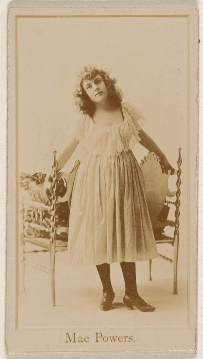 Mae Powers, from the Actresses series (N245) issued by Kinney Brothers to promote Sweet Caporal Cigarettes by Kinney Brothers Tobacco Company, photograph, 1890