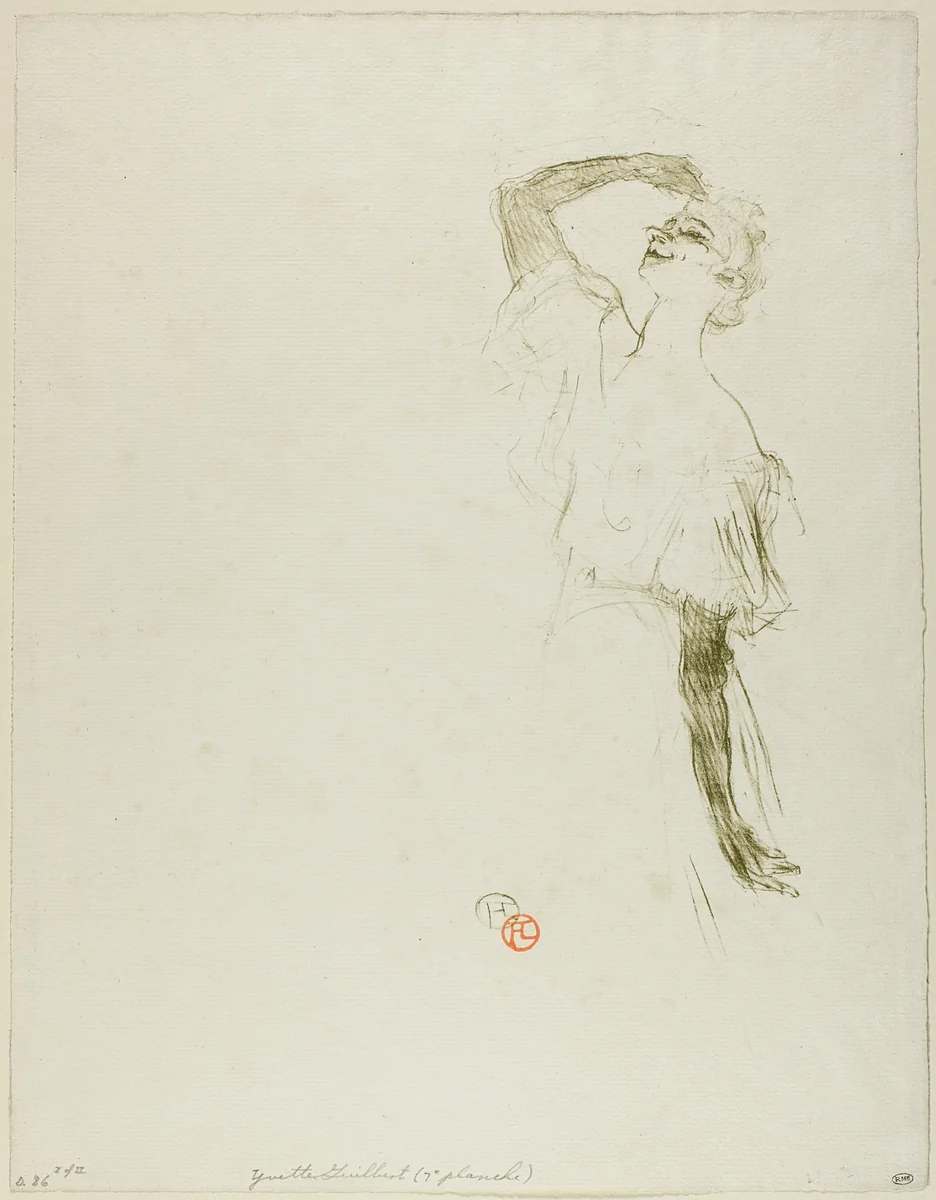 Yvette Guilbert by Henri de Toulouse-Lautrec, print, 1894