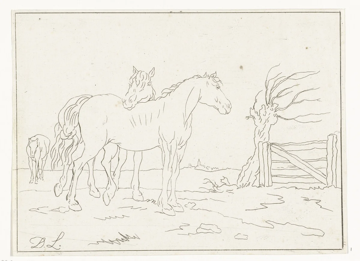 Paarden by Anthonie van den Bos, print, 1778-1838
