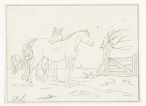 Paarden by Anthonie van den Bos, print, 1778-1838