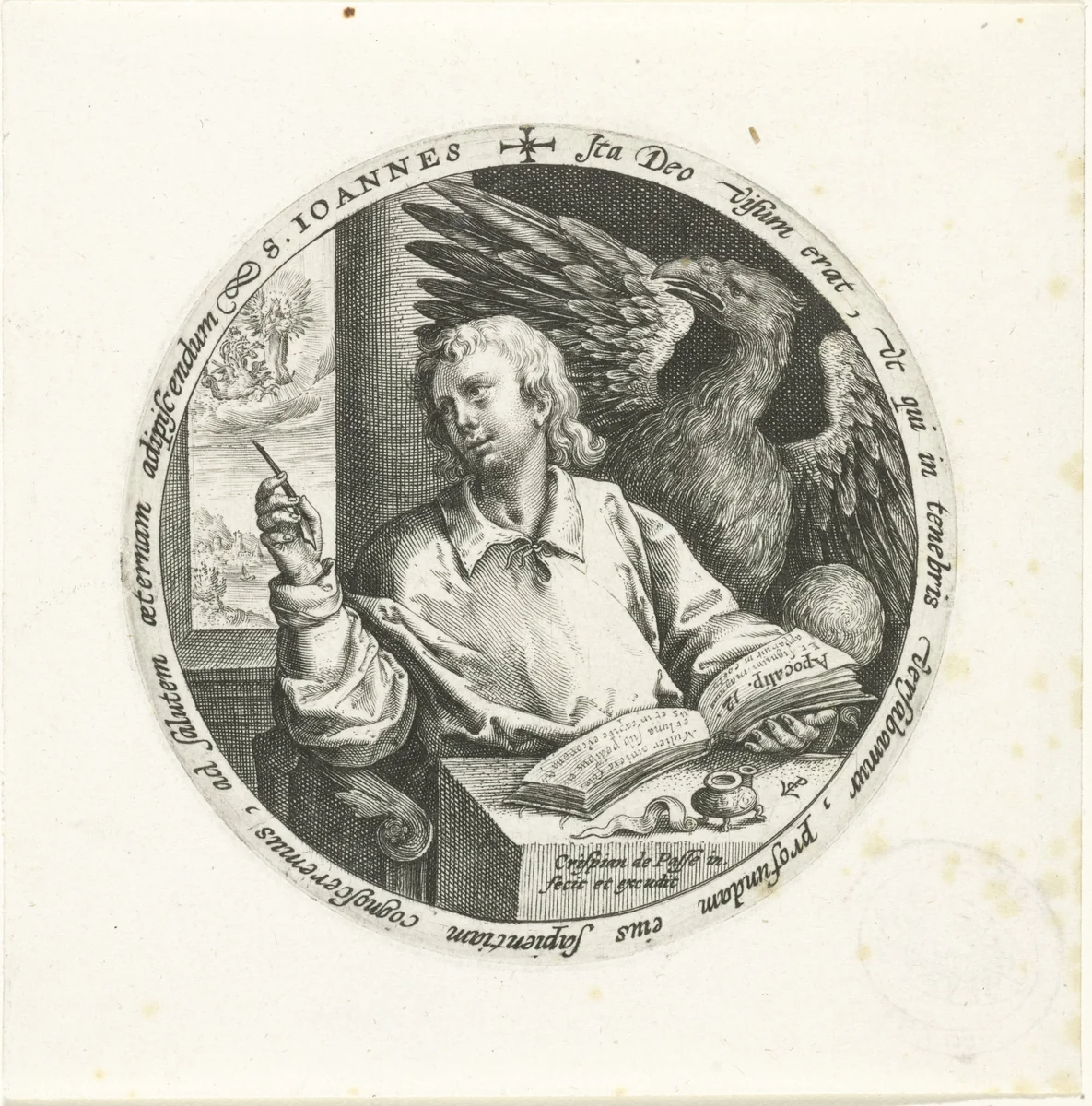 De evangelist Johannes by Unknown, print, 1574-1637