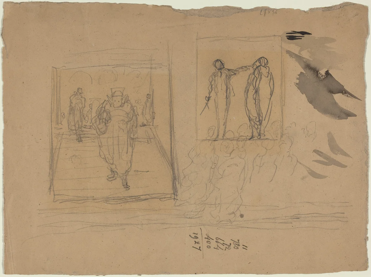 Scene in a Palace of Justice by Honoré Daumier, drawing, 1808-1879