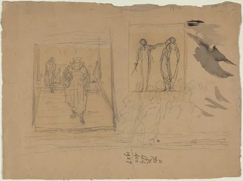 Scene in a Palace of Justice by Honoré Daumier, drawing, 1808-1879