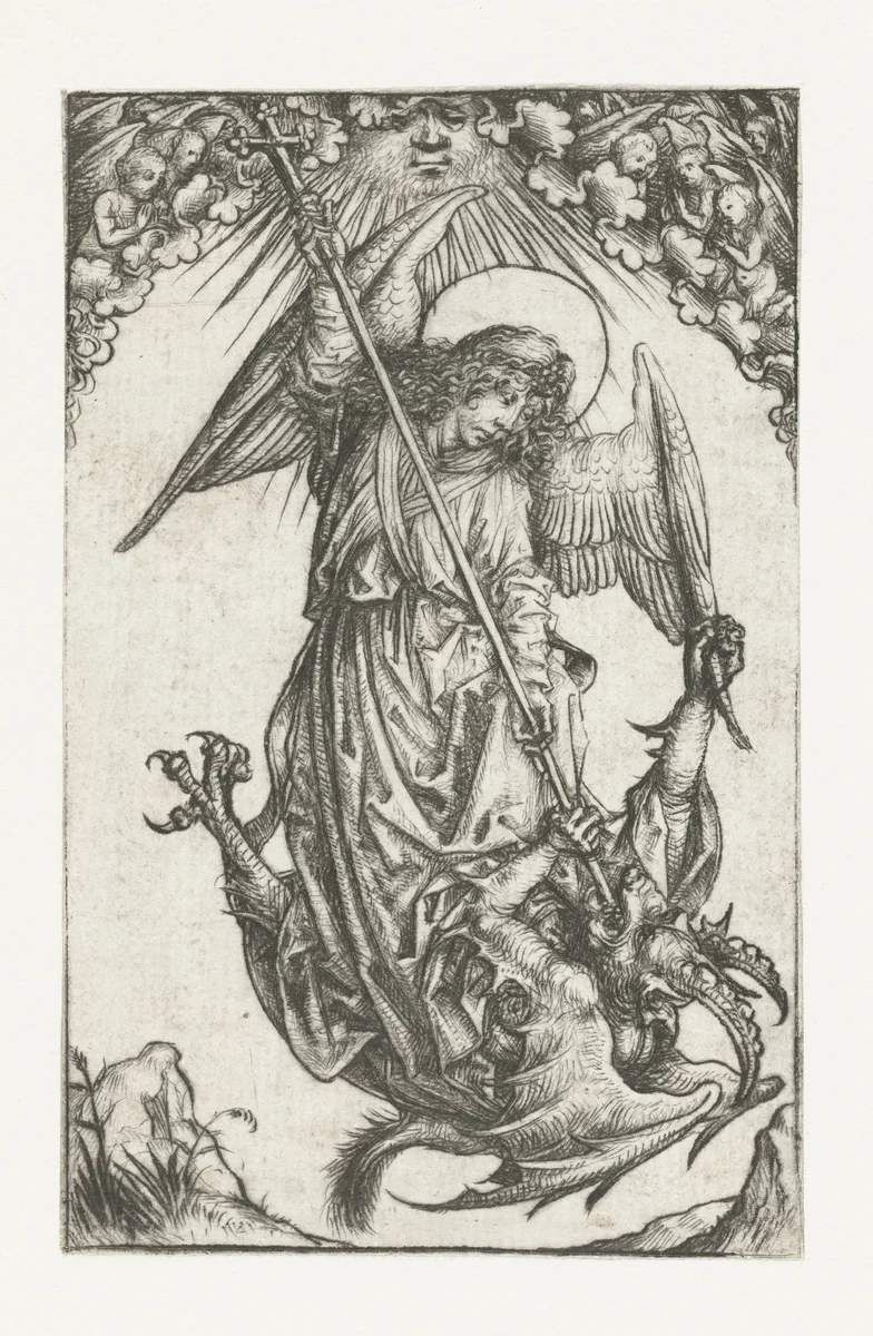 Heilige Michaël by Meester van het Amsterdamse Kabinet, print, 1488-1492
