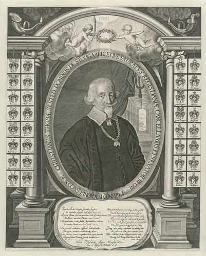 Portret van Christian Thomas Sested by Albert Haelwegh, print, 1657