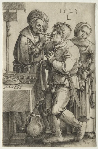 The Dentist by Lucas van Leyden, print, 1523
