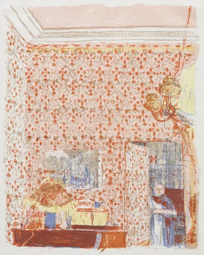 Interior with Pink Wallpaper I by Edouard Vuillard, print, 1899