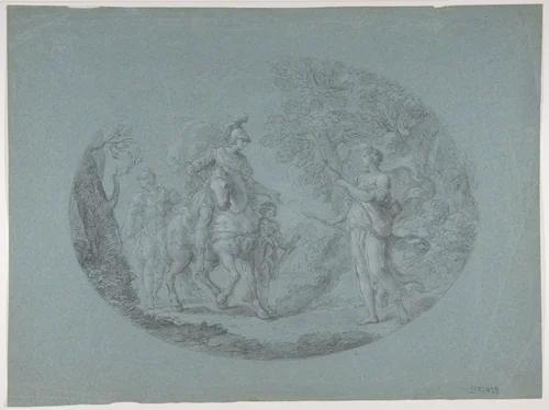 Venus Disguised as a Huntress Appears to Aeneas (Aeneid I: 305 ff.) by Stefano Pozzi, drawing, 1699-1768