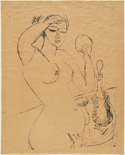 Nude Girl at her Toilette by Ernst Ludwig Kirchner, print, 1912
