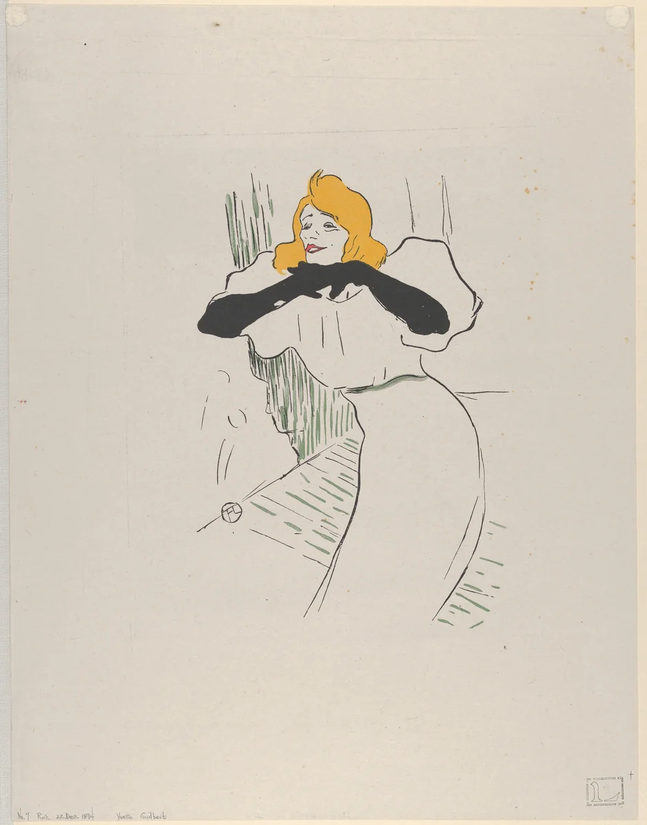 Yvette Guilbert by Henri de Toulouse-Lautrec, print, 1894