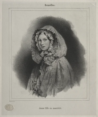 Brussels: Young Girl in a Cape by Jean Baptiste Madou, print, 1796-1877