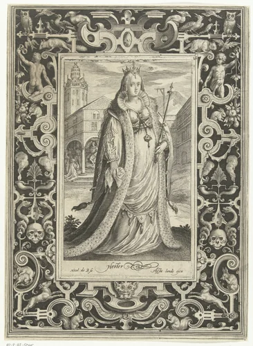 Esther als koningin by Unknown, print, 1581-1656