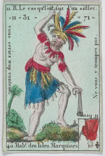Hab.ts de l'Isle Marquises from playing cards "Jeu d'Or" by anonymous, print, 1700-1799