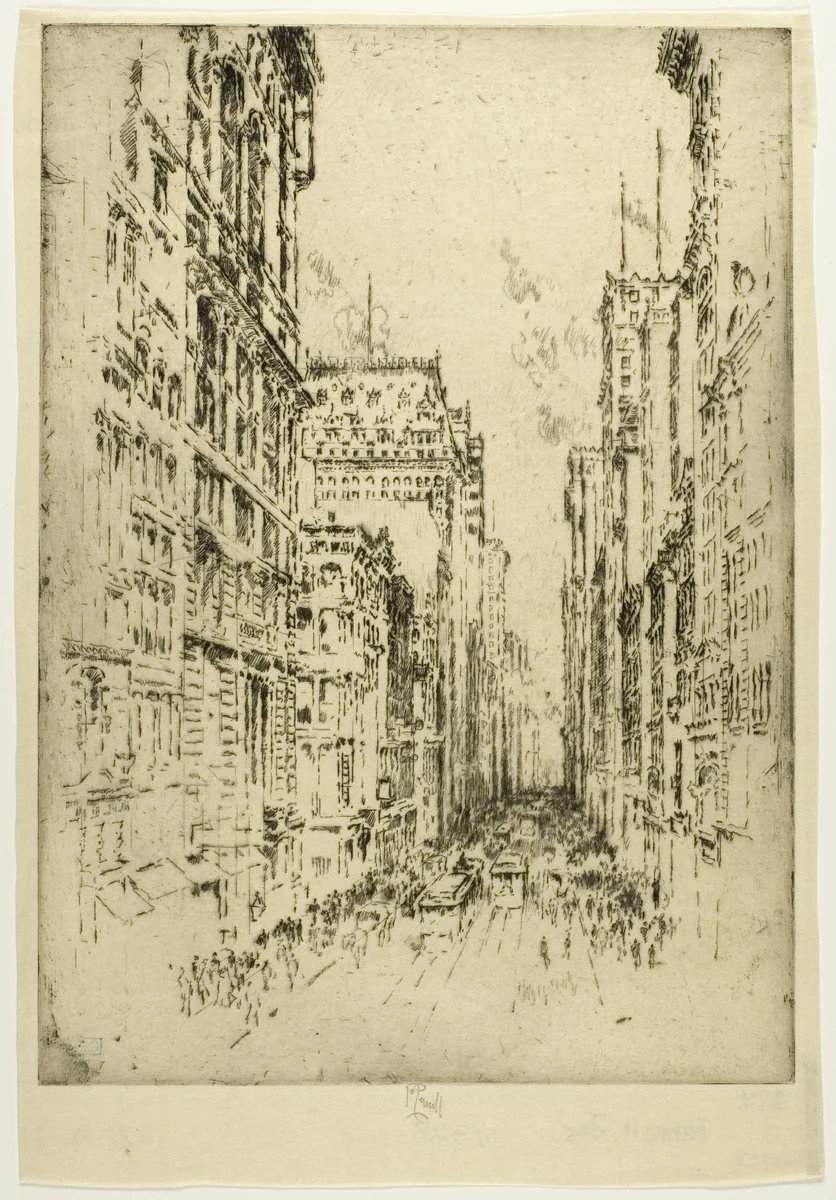 Lower Broadway by Joseph Pennell, print, 1904