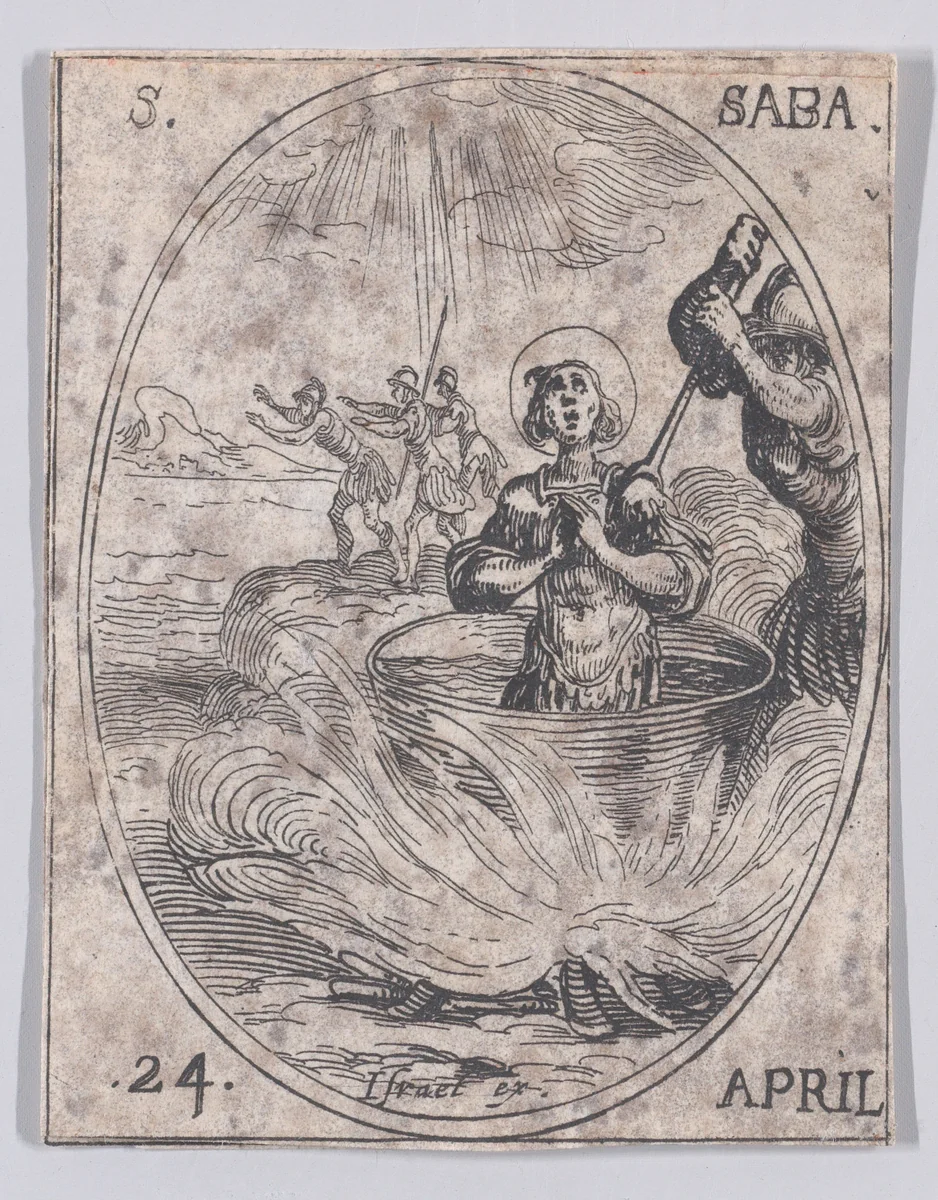 S. Saba (St. Sabas), April 24th, from "Les Images De Tous Les Saincts et Saintes de L'Année" (Images of All of the Saints and Religious Events of the Year) by Jacques Callot, print, 1636