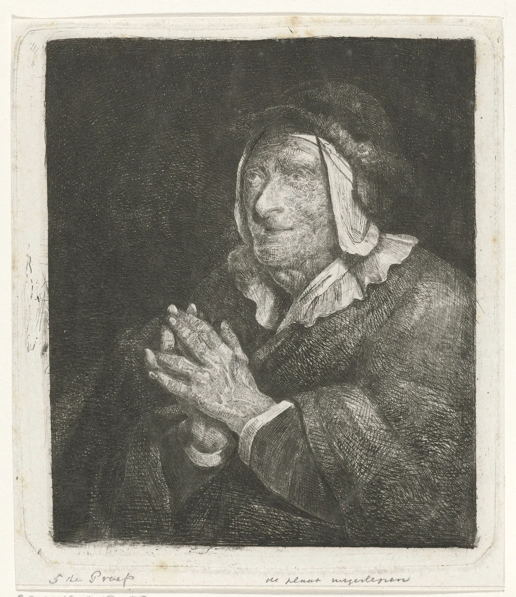 Oude vrouw by Jacobus Ludovicus Cornet, print, 1832