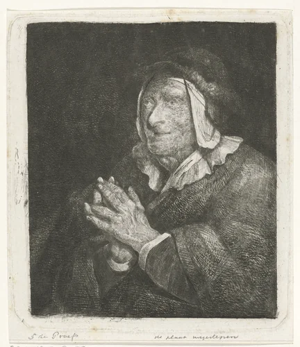 Oude vrouw by Jacobus Ludovicus Cornet, print, 1832