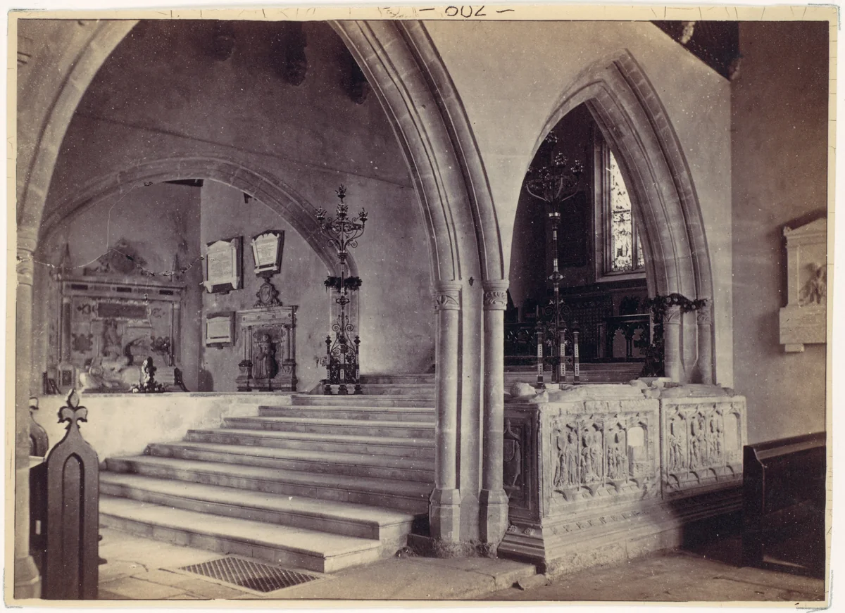 Monuments and Chancel Steps, Tenby Church by Francis Bedford, photograph, 1870-1879