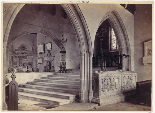 Monuments and Chancel Steps, Tenby Church by Francis Bedford, photograph, 1870-1879