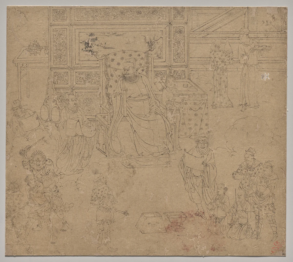 Album of Daoist and Buddhist Themes: Kings of Hells: Leaf 34 by Unknown, painting, 1200-1299