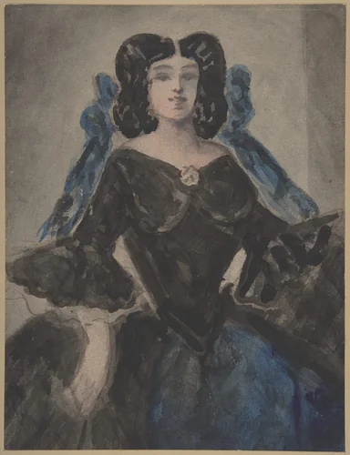 Portrait of a Lady by Constantin Guys, drawing, 1815-1892