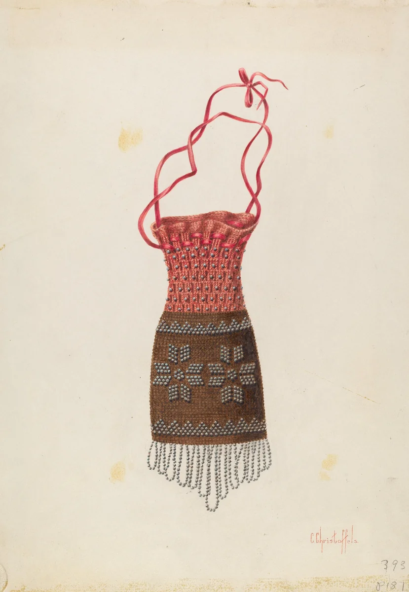 Beaded Coin Purse by Cornelius Christoffels, index of american design, 1937