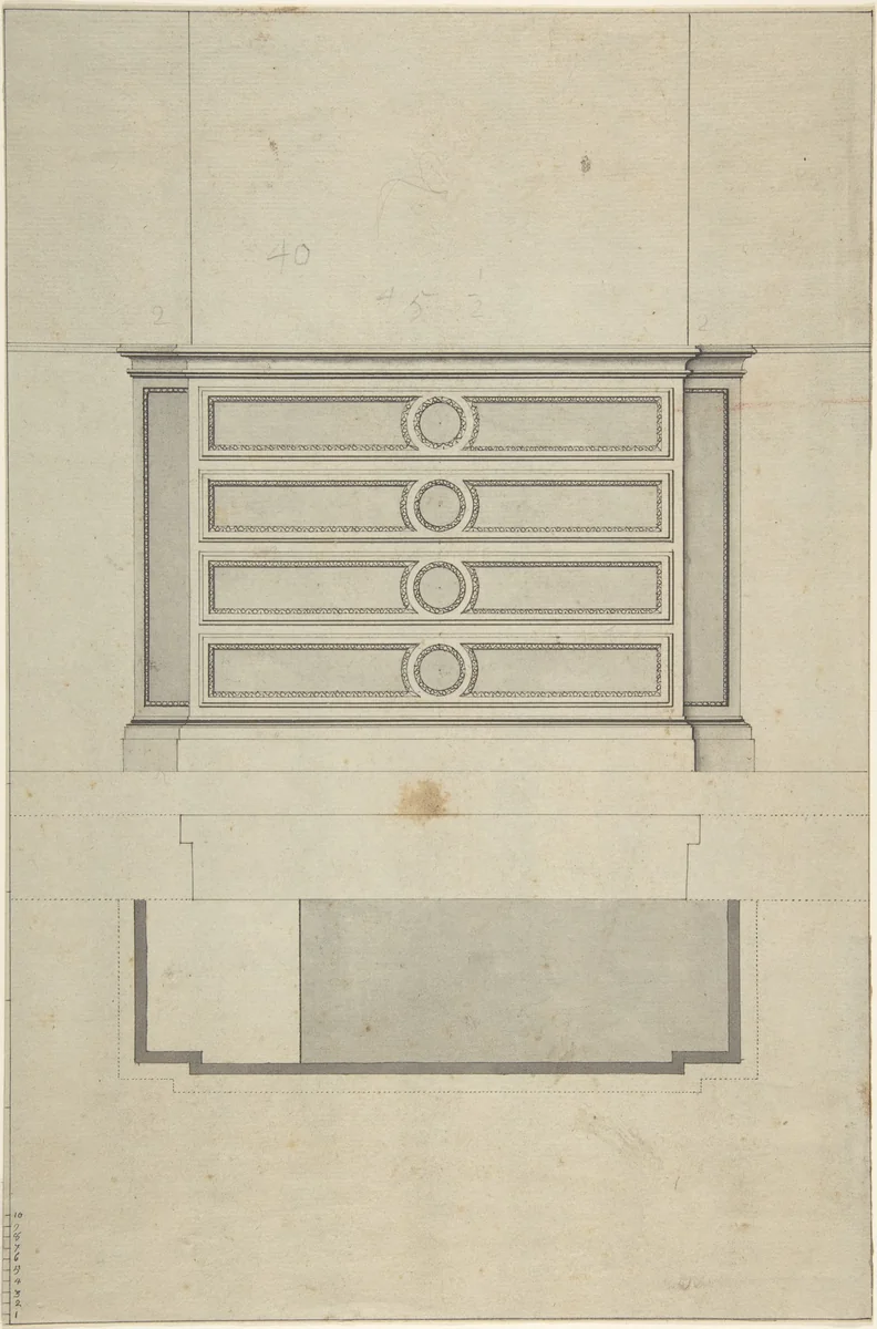 Design for Furniture by anonymous, drawing, 1800-1899