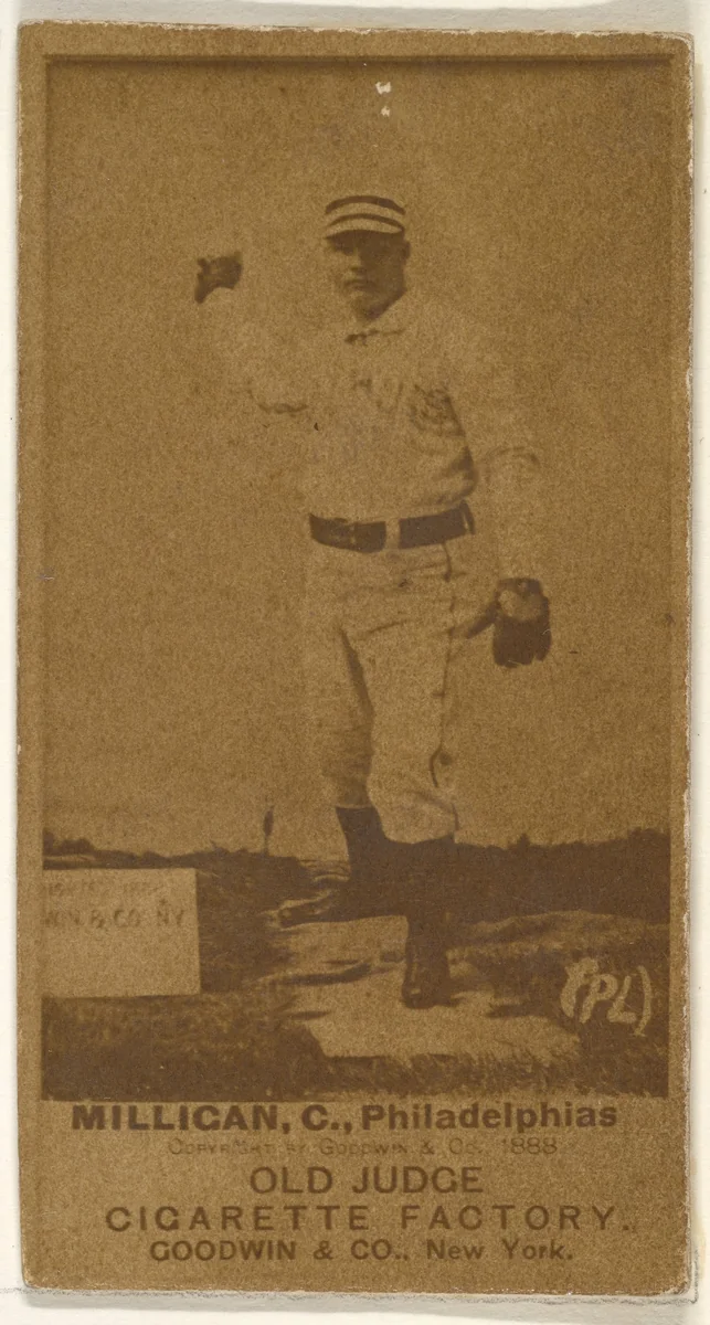 John "Jocko" Milligan, Catcher, Philadelphia, from the Old Judge series (N172) for Old Judge Cigarettes by Goodwin & Company, photograph, 1888