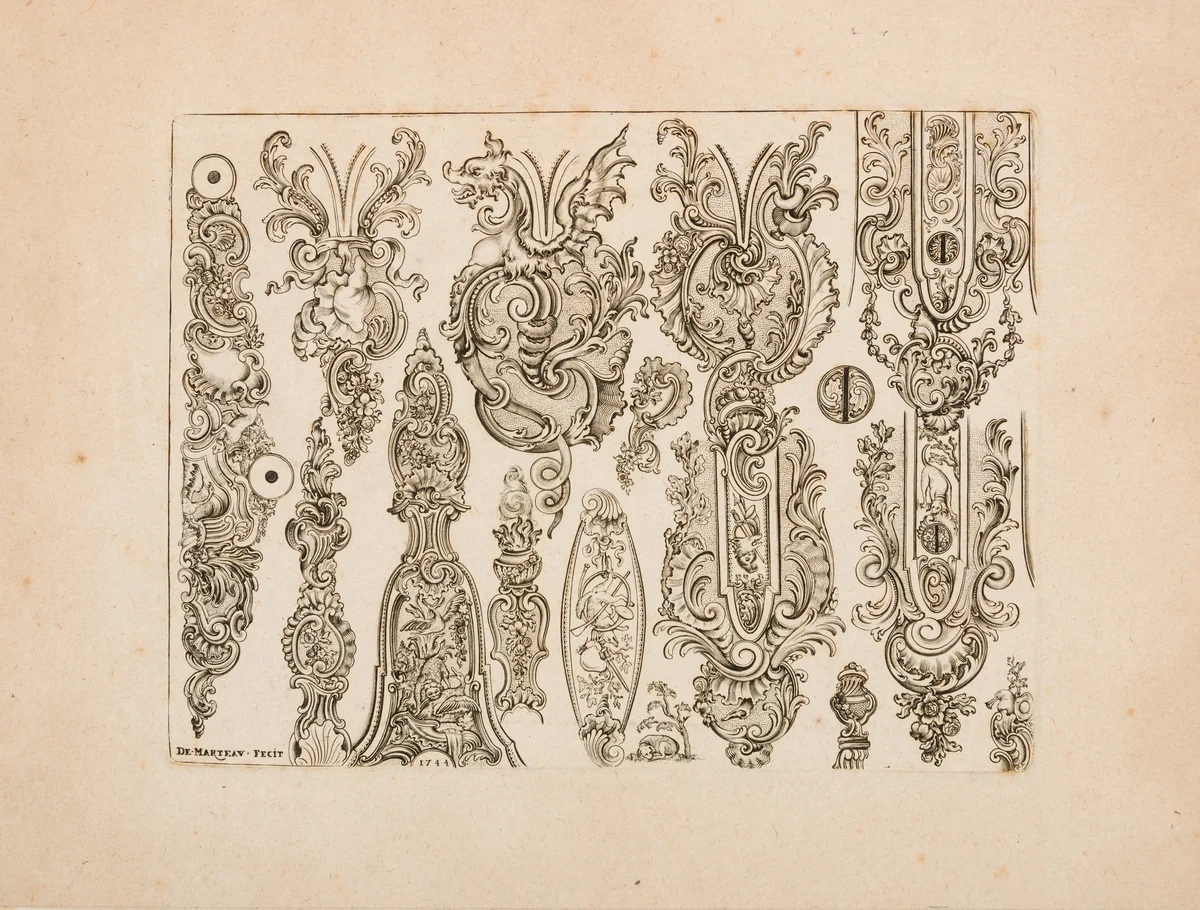 Plate Ten from Nouveavx Desseins D’Arquebvseries by Gilles Demarteau, print, 1744