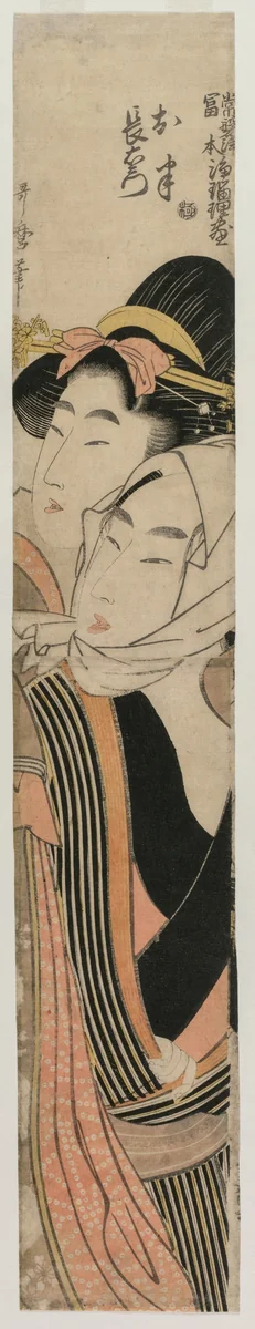 The Lovers Ohan and Choemon (from the series Joruri Ballads in the Tokiwazu and Tomimoto Styles) by Kitagawa Utamaro (喜多川歌麿), print, 1800-1807