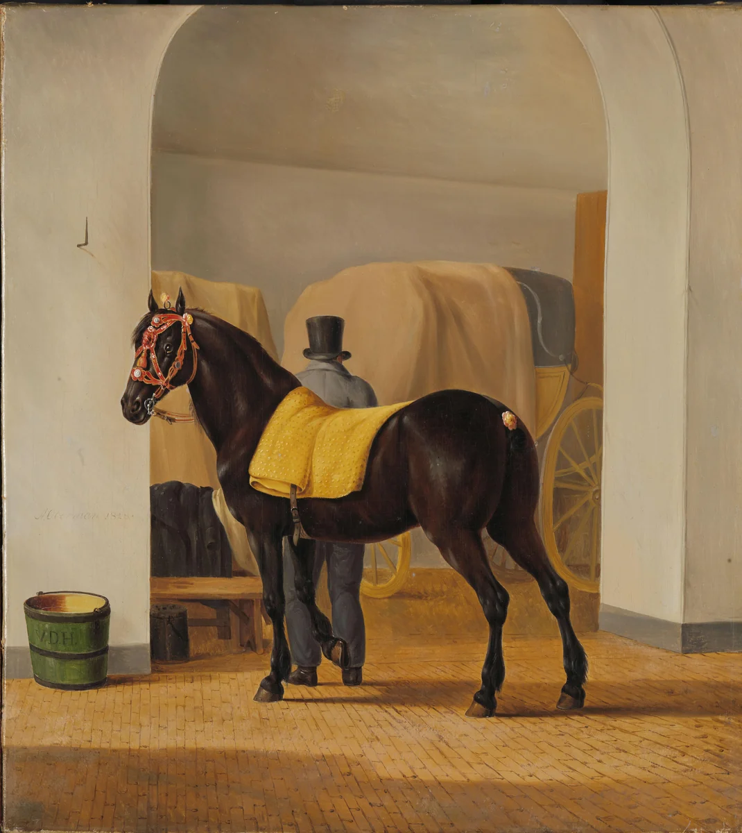 Adriaan van der Hoop’s Trotter ‘De Rot’ at the Coach House by Anthony Oberman, painting, 1828