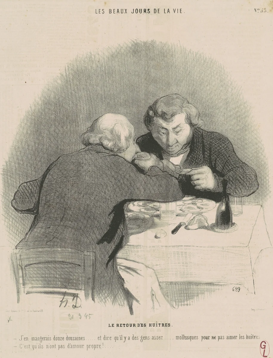Le retour des huitres by Honoré Daumier, print, 1845