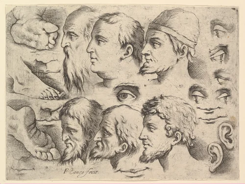 Six Heads, Three Feet, Two Ears, Six Eyes, Four Lips by Battista Franco, print, 1510-1561