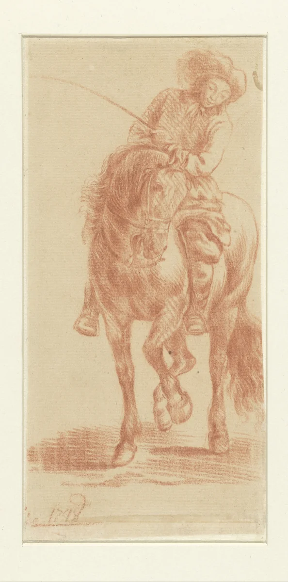 Ruiter, van voren by anonymous, drawing, 1748