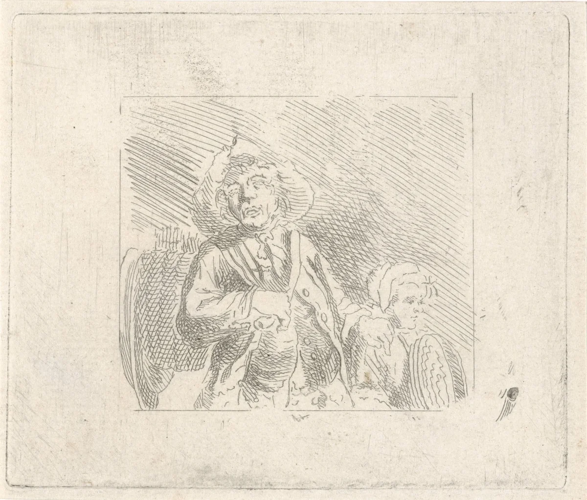 Blinde met begeleider by Pieter de Mare, print, 1768-1796