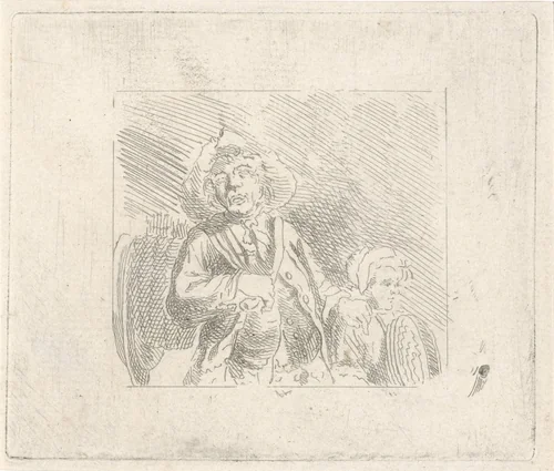 Blinde met begeleider by Pieter de Mare, print, 1768-1796