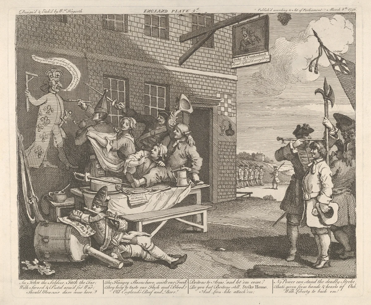 The Invasion, Plate 2: England by William Hogarth, print, 1756