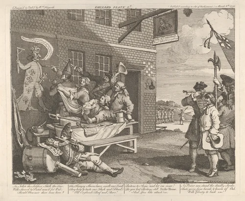 The Invasion, Plate 2: England by William Hogarth, print, 1756