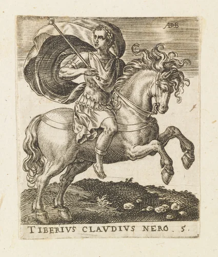 Tiberius Claudius Nero, from "Twelve Caesars on Horseback" by Abraham de Bruyn, print, 1560-1592