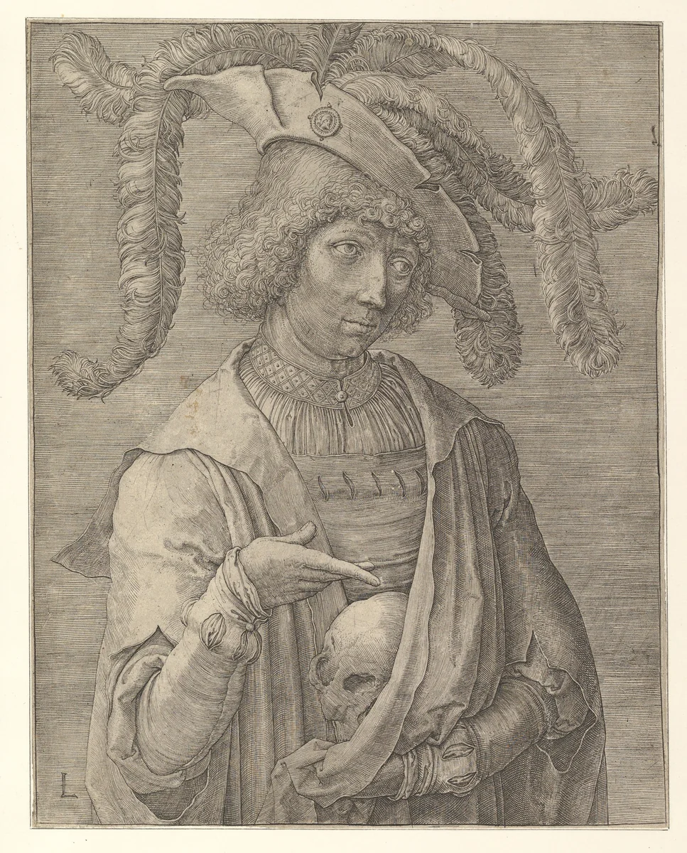 Young Man with a Skull by Lucas van Leyden, print, 1514-1524