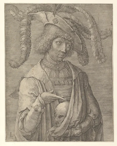 Young Man with a Skull by Lucas van Leyden, print, 1514-1524